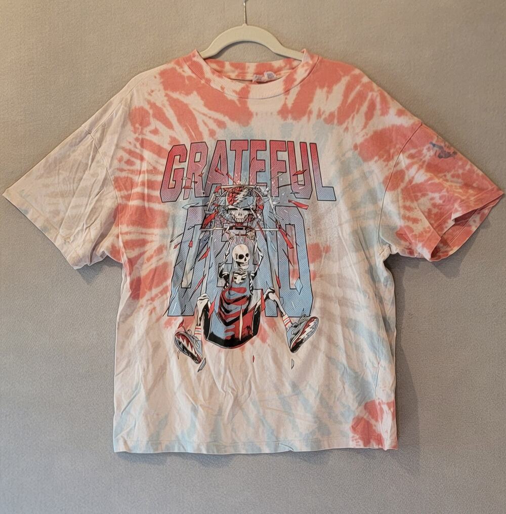 Grateful Dead Basketball Skeleton Tie Dye Oversized T-Shirt Extra Small